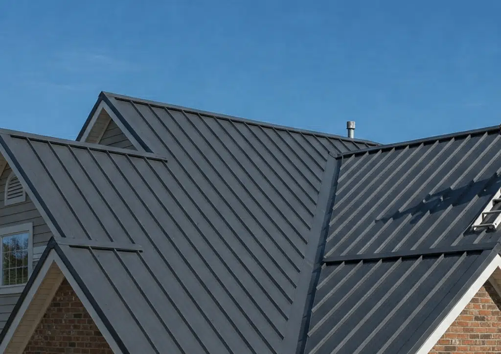 Albuquerque grey metal roof repaired by A Honorable Roofing.